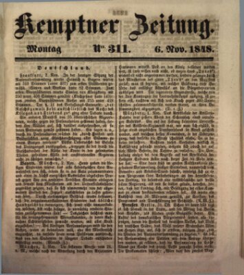 Kemptner Zeitung Montag 6. November 1848