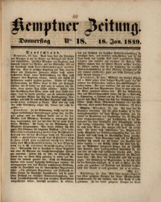 Kemptner Zeitung Donnerstag 18. Januar 1849