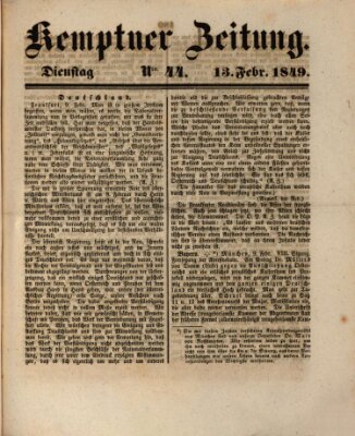 Kemptner Zeitung Dienstag 13. Februar 1849