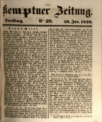 Kemptner Zeitung Dienstag 29. Januar 1850
