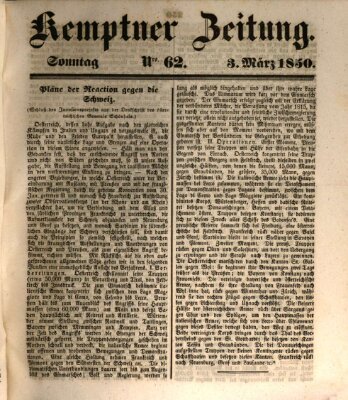 Kemptner Zeitung Sonntag 3. März 1850