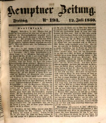 Kemptner Zeitung Freitag 12. Juli 1850