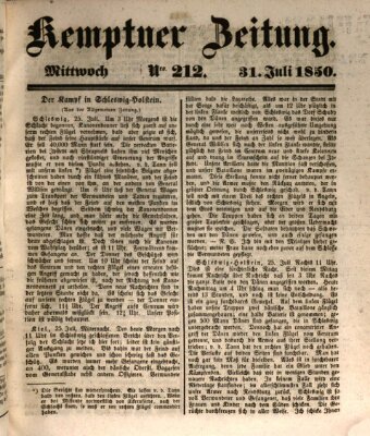 Kemptner Zeitung Mittwoch 31. Juli 1850