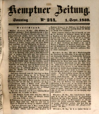 Kemptner Zeitung Sonntag 1. September 1850