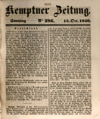 Kemptner Zeitung Sonntag 13. Oktober 1850