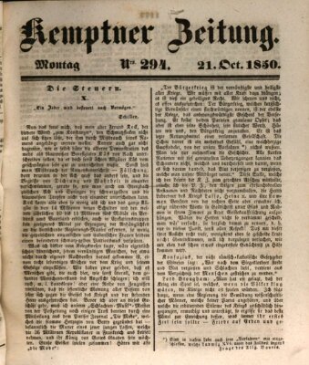 Kemptner Zeitung Montag 21. Oktober 1850