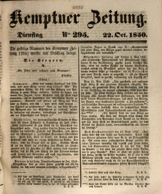 Kemptner Zeitung Dienstag 22. Oktober 1850