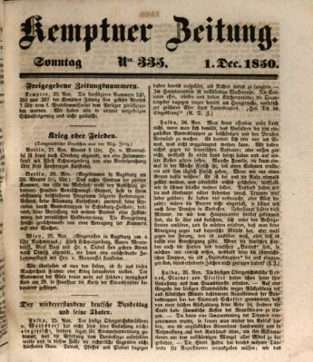 Kemptner Zeitung Sonntag 1. Dezember 1850