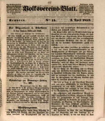 Kemptner Zeitung Dienstag 2. April 1850