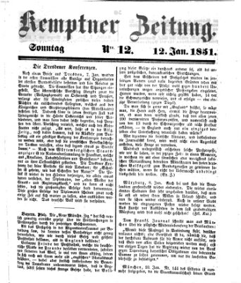 Kemptner Zeitung Sonntag 12. Januar 1851