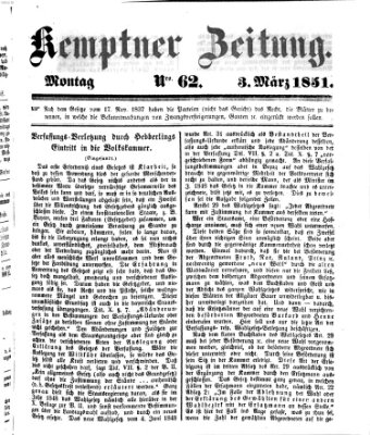 Kemptner Zeitung Montag 3. März 1851