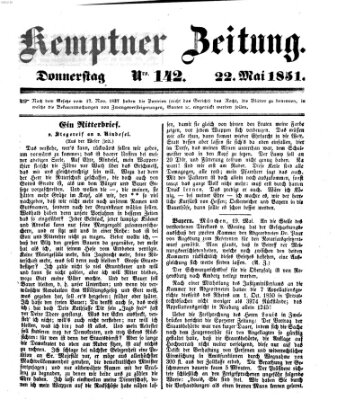 Kemptner Zeitung Donnerstag 22. Mai 1851