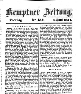 Kemptner Zeitung Dienstag 3. Juni 1851
