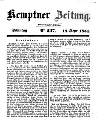 Kemptner Zeitung Sonntag 14. September 1851