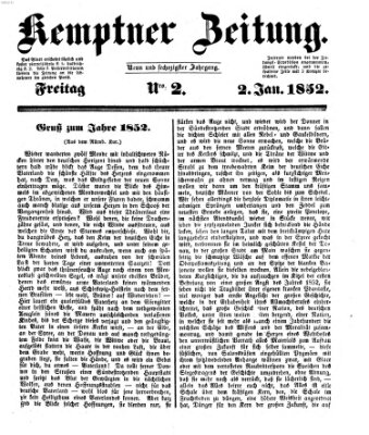 Kemptner Zeitung Freitag 2. Januar 1852
