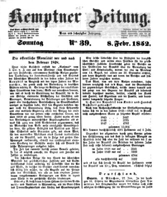 Kemptner Zeitung Sonntag 8. Februar 1852