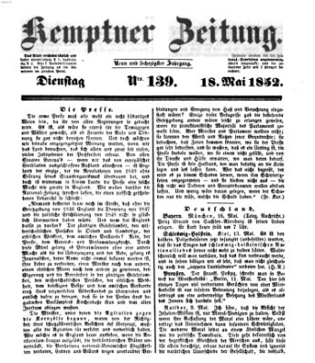 Kemptner Zeitung Dienstag 18. Mai 1852