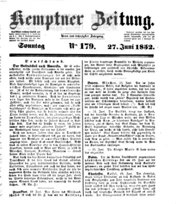 Kemptner Zeitung Sonntag 27. Juni 1852