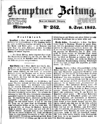 Kemptner Zeitung Mittwoch 8. September 1852