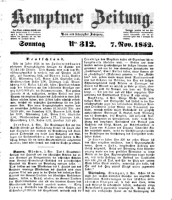 Kemptner Zeitung Sonntag 7. November 1852