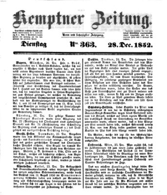 Kemptner Zeitung Dienstag 28. Dezember 1852