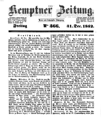 Kemptner Zeitung Freitag 31. Dezember 1852