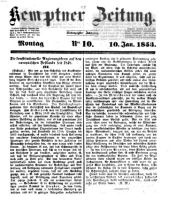 Kemptner Zeitung Montag 10. Januar 1853