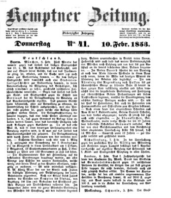 Kemptner Zeitung Donnerstag 10. Februar 1853