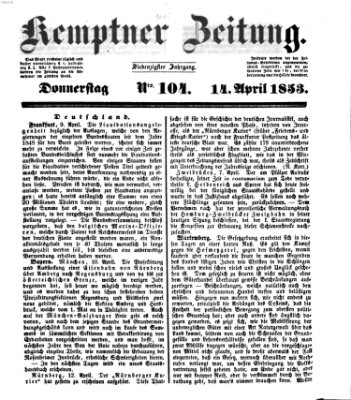 Kemptner Zeitung Donnerstag 14. April 1853