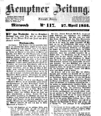 Kemptner Zeitung Mittwoch 27. April 1853