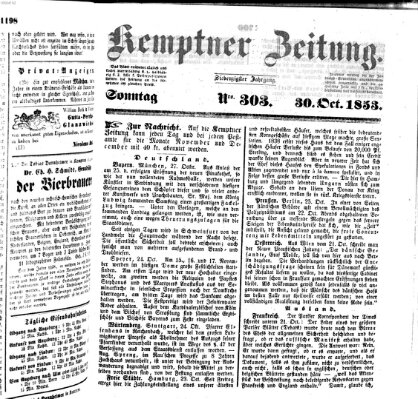 Kemptner Zeitung Sonntag 30. Oktober 1853