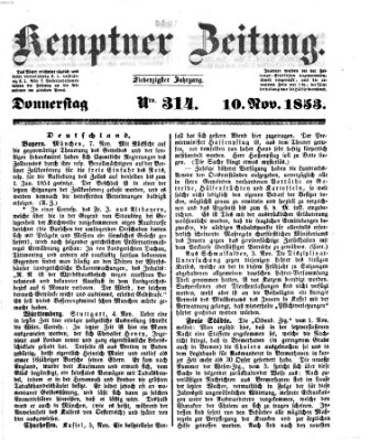 Kemptner Zeitung Donnerstag 10. November 1853