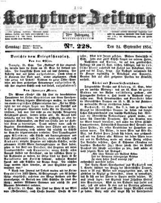 Kemptner Zeitung Sonntag 24. September 1854