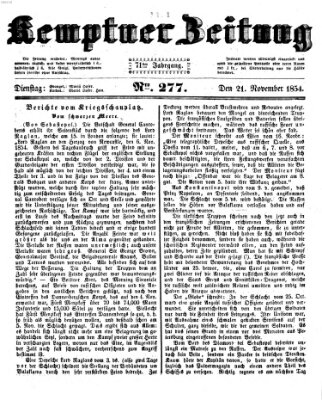 Kemptner Zeitung Dienstag 21. November 1854
