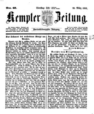 Kemptner Zeitung Dienstag 20. März 1855