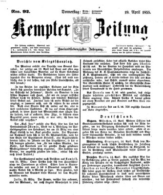 Kemptner Zeitung Donnerstag 19. April 1855