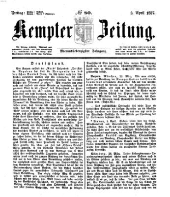 Kemptner Zeitung Freitag 3. April 1857