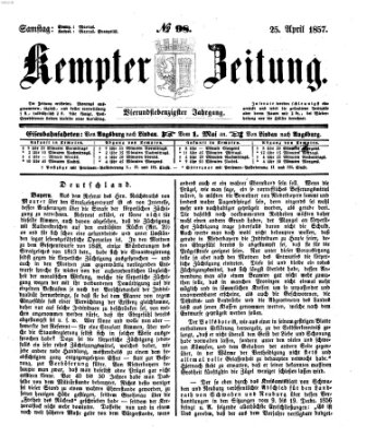 Kemptner Zeitung Samstag 25. April 1857