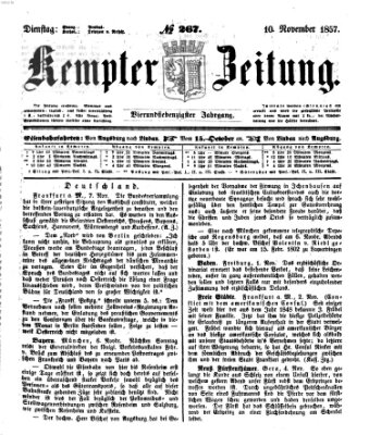 Kemptner Zeitung Dienstag 10. November 1857