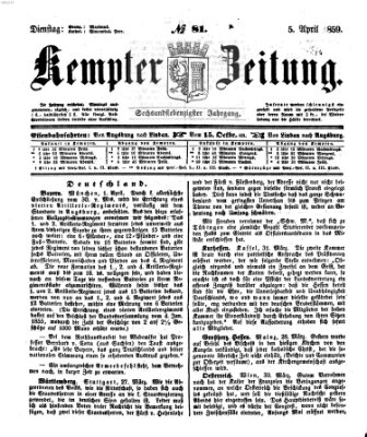 Kemptner Zeitung Dienstag 5. April 1859