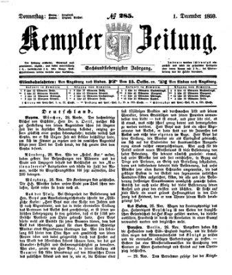 Kemptner Zeitung Donnerstag 1. Dezember 1859