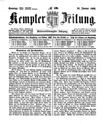 Kemptner Zeitung Sonntag 22. Januar 1860
