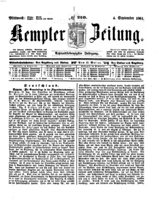Kemptner Zeitung Mittwoch 4. September 1861