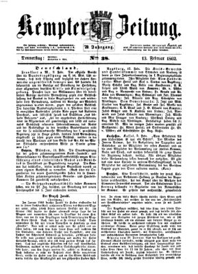 Kemptner Zeitung Donnerstag 13. Februar 1862