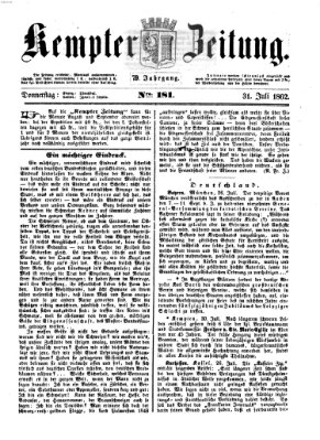 Kemptner Zeitung Donnerstag 31. Juli 1862