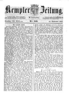 Kemptner Zeitung Samstag 13. September 1862