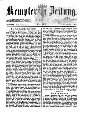 Kemptner Zeitung Mittwoch 17. September 1862