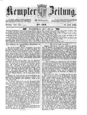 Kemptner Zeitung Freitag 19. Juni 1863