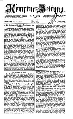 Kemptner Zeitung Donnerstag 16. Juni 1864