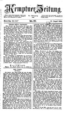 Kemptner Zeitung Donnerstag 18. August 1864